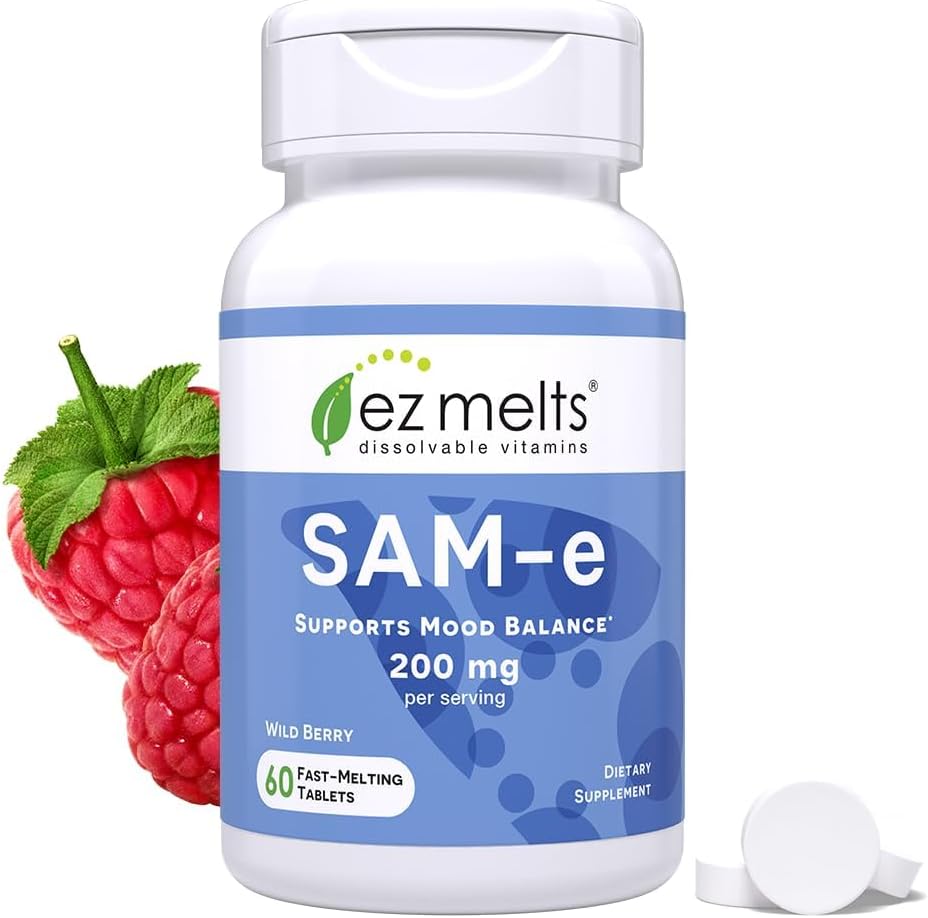 EZ Melts SAM-e Supplement 200 mg, Dissolvable Tablets, Sugar-Free, 1 Month