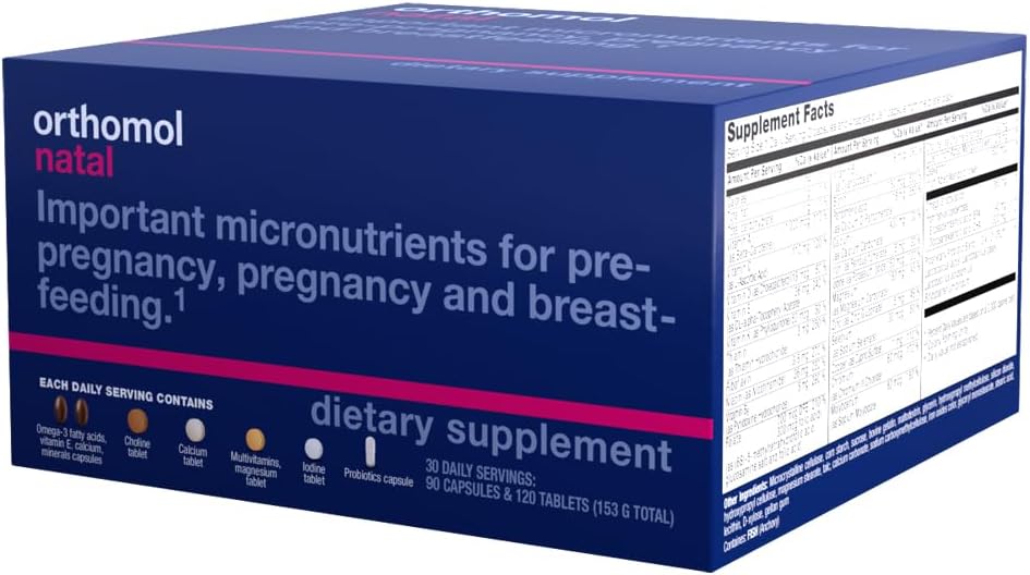 Orthomol Natal - Suplemento prenatal con DHA y ácido fólico, 30 sobres