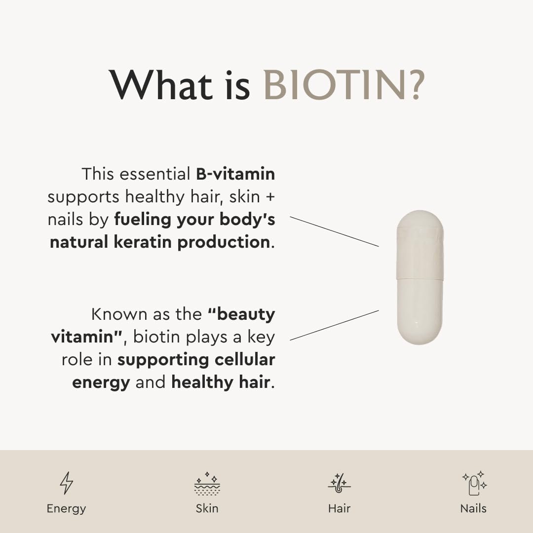 Alaya Biotin 10.000 mcg – 90 Cápsulas Veganas para Cabello, Piel y Uñas