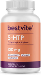 BESTVITE 5-HTP 200mg por Cápsula (240 Cápsulas) - Sin Estearatos - Sin OGM - Sin Gluten