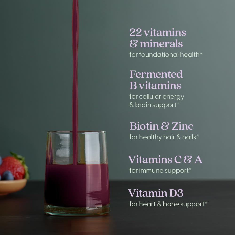 New Chapter Multivitamínico Líquido con Minerales - 22 Vitaminas Esenciales - Sabor a Bayas Mixtas - 887 ml (30 oz)