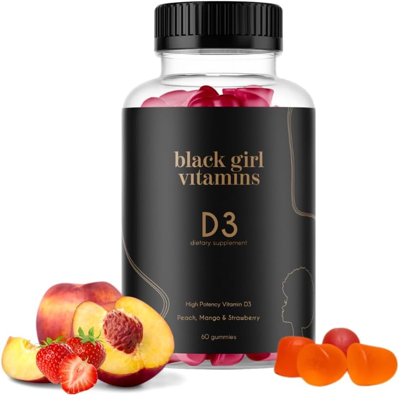 Black Girl Vitamins - Gomitas de Vitamina D3, 2000 IU (50 mcg), Apoyo Inmunológico, Energía y Huesos, Sin Gluten