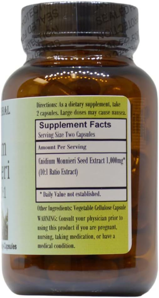 Barlowe's Herbal Elixirs Cnidium Monnieri Suplemento | Extracto 50:1 | 500mg por Cápsula | 60 Cápsulas Veganas | Sin Estearatos, Sin Gluten, Fórmula Pura en Frasco de Vidrio