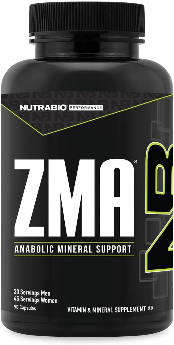 NutraBio ZMA - Complemento de Zinc, Magnesio y Vitamina B6 para Hombres y Mujeres - 90 Cápsulas