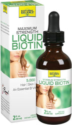Natural Balance Biotin Liquid 5000mcg – Apoyo para Cabello, Piel y Uñas (60 ml)