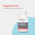 ARG Multi-Vi-Min Sin Cobre y Sin Hierro - Suplemento Multivitamínico y Mineral con Vitaminas B Activas y Metilfolato - 150 Cápsulas