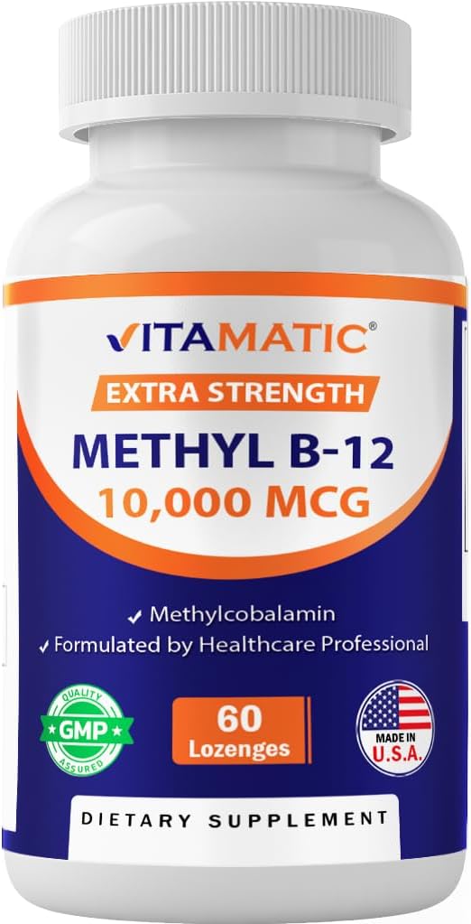 Vitamatic Metilcobalamina B12 10.000 mcg – 60 Comprimidos – Fuente Superior de Vitamina B12 para Energía y Salud Nerviosa