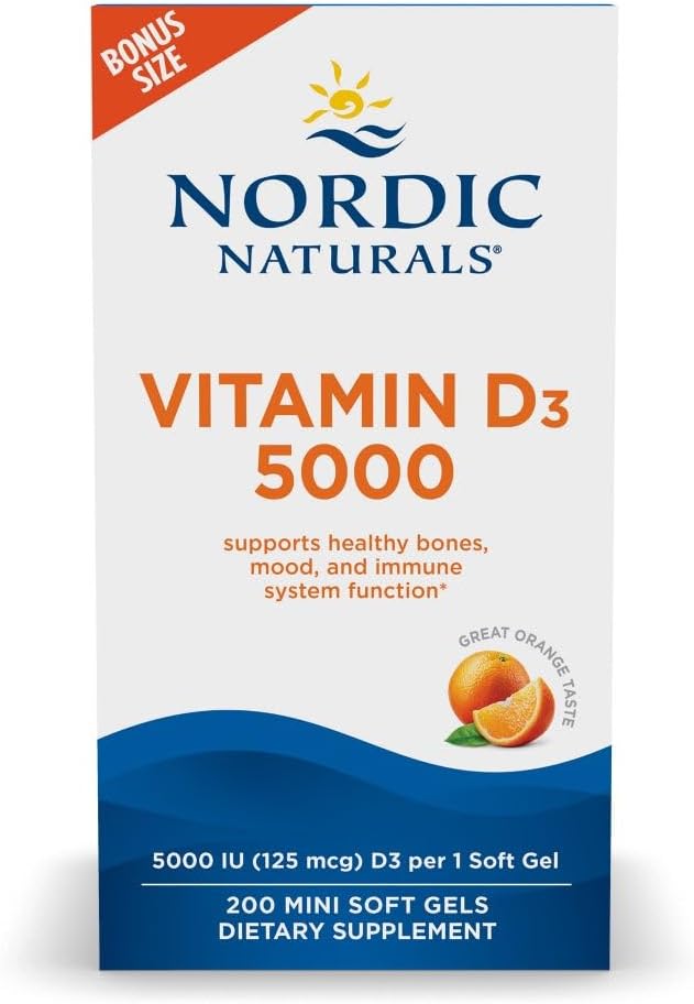 Nordic Naturals Vitamina D3 5000 UI, Sabor Naranja - 120 Mini Cápsulas Blandas