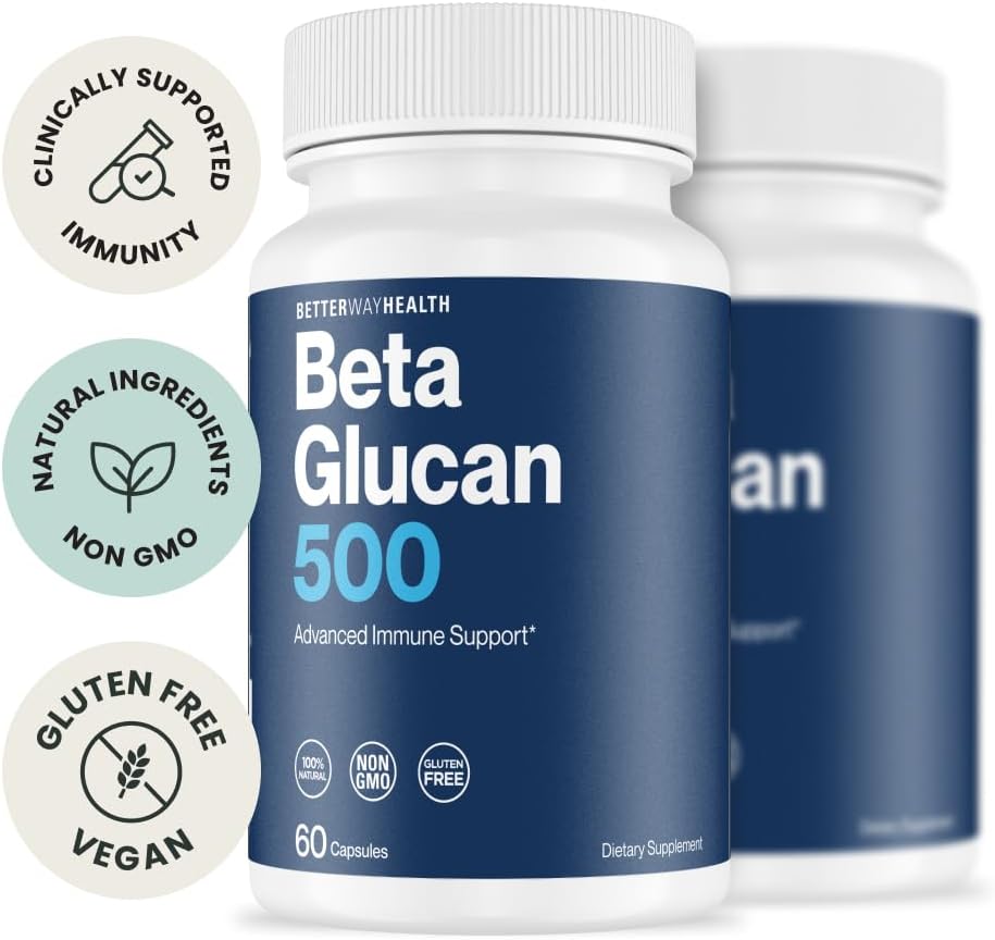 Better Way Health Beta Glucano 1,3/1,6 500mg - 60 Cápsulas (Pack de 2)