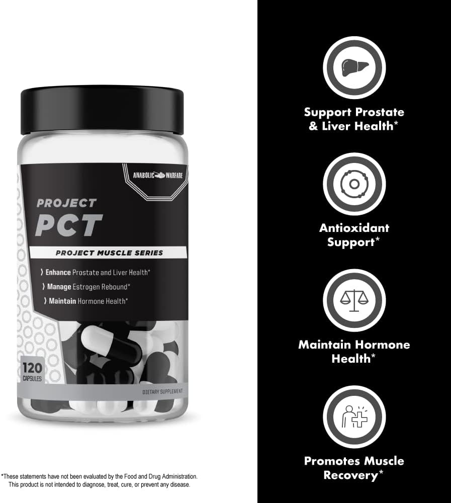 Anabolic Warfare Project PCT – 120 Cápsulas – Apoyo Hormonal, Recuperación Post-Entreno y Protección Hepática con Botánicos