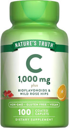 Nature's Truth Vitamina C 1000 mg con Bioflavonoides y Escaramujo – Comprimidos recubiertos – 100 unidades (Envase de 3)