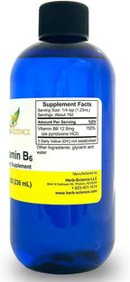 Herb-Science Gotas de Vitamina B6 Líquida 236 ml – Piridoxina de Alta Absorción para Energía, Estado de Ánimo y Sistema Nervioso – Vegano Sin Gluten Sin Alcohol