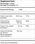 Suplemento de Vitamina K2 y D3, Nutriente Esencial para la Coagulación Sanguínea, Salud Cardiovascular, Metabolismo del Calcio - 120 Cápsulas Blandas