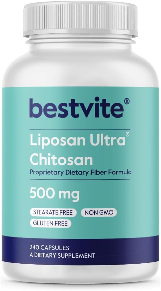 BESTVITE Liposan Ultra Chitosan 500mg (240 Capsules) - Patented Rapid Action Formula