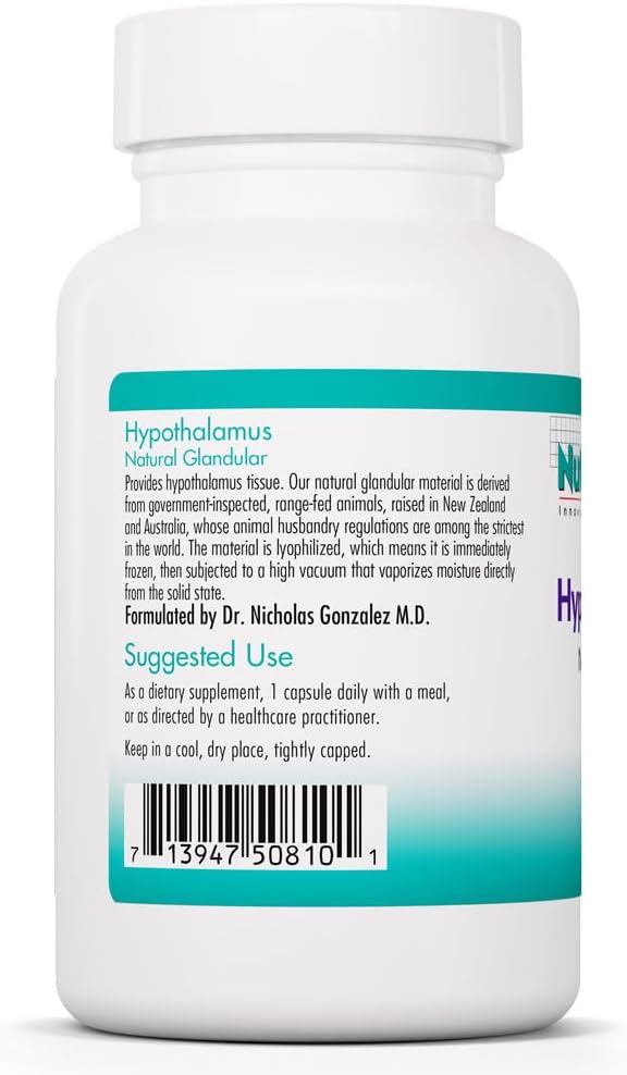 Nutricology Hipotálamo Bovino Liofilizado - 500 mg - 100 Cápsulas Veganas