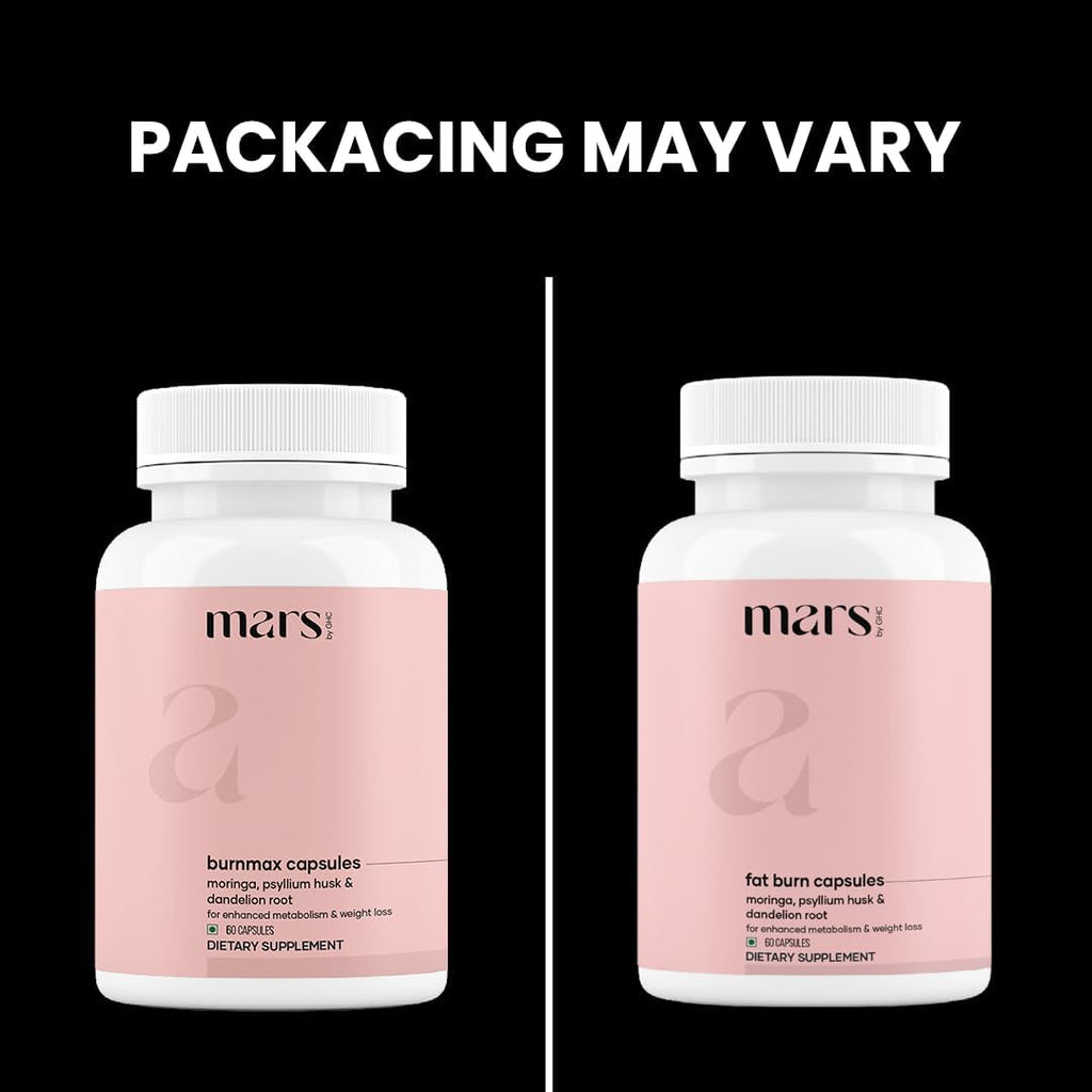 mars by GHC BurnMax Cápsulas con Psyllium Husk, Té Verde, Moringa y Diente de León - Fórmula de Alta Fibra, Pack de 2