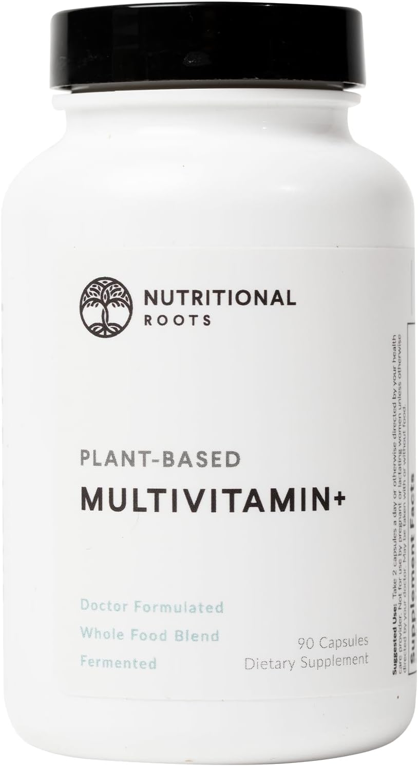 Nutritional Roots Multivitamin+, Award-Winning Plant-Based (Vegan) Multivitamin, Organic Vegetables & Herbs, Fermented Vitamins, Probiotics, Doctor's Choice, 45 Servings