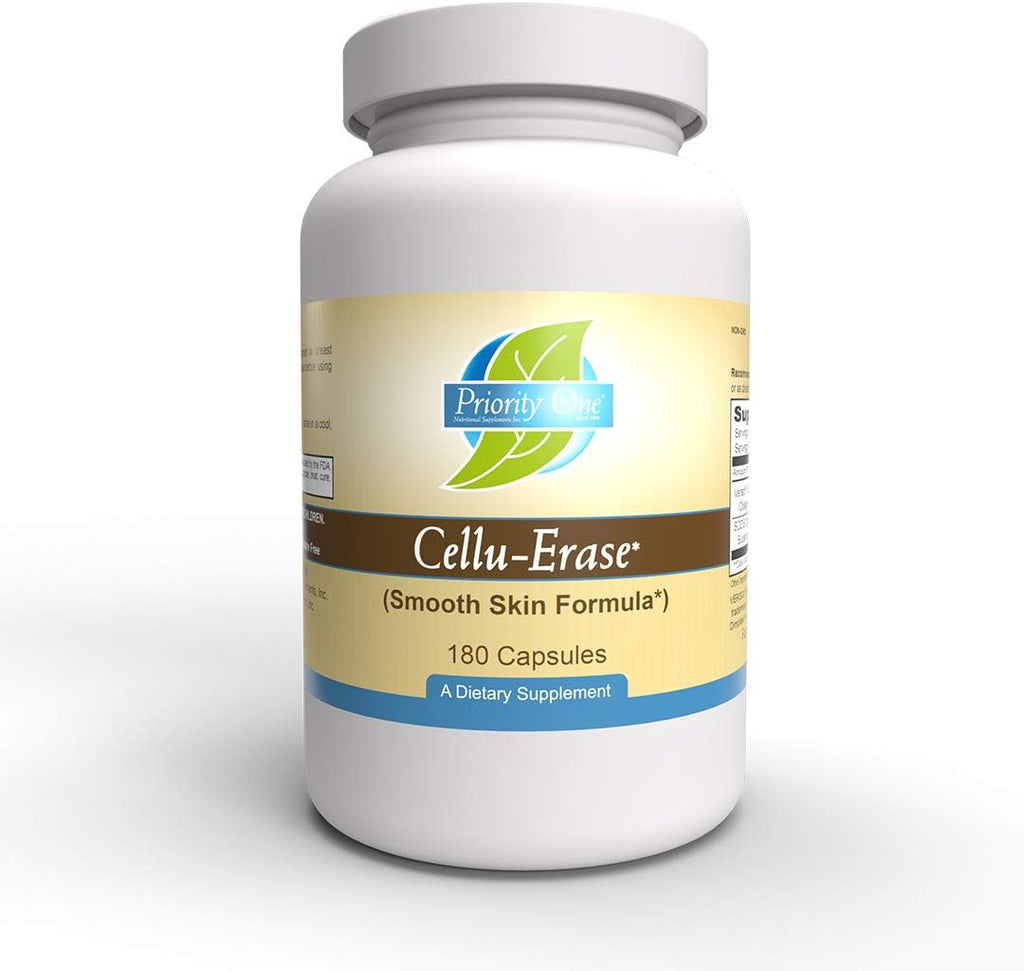 Priority One Vitamins - Cellu-Erase 180 Cápsulas Vegetarianas - Fórmula para Piel Suave* Reducción de Celulitis*