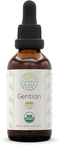 Gentian USDA Orgánico – Gotitas Amargas sin Alcohol para Bienestar Digestivo, Raíz Seca de Gentiana lutea, Vegano, Suplemento Herbal (60 ml)