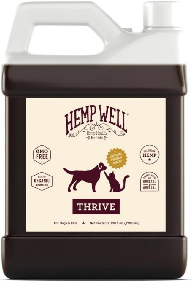 Hemp Well Thrive Oil - Aceite de Cáñamo Orgánico para Perros y Gatos (473 ml)