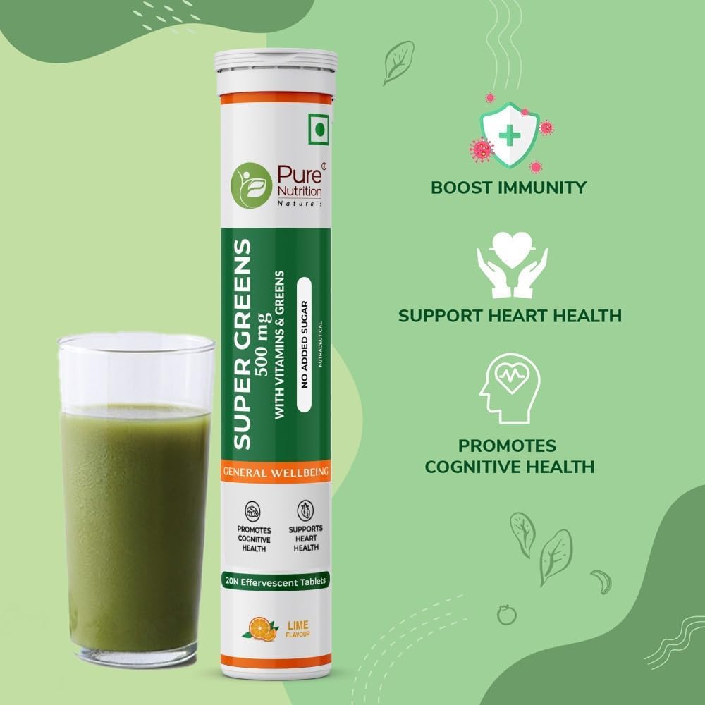 Pure Nutrition Super Greens: Comprimidos Efervescentes (40 unidades)