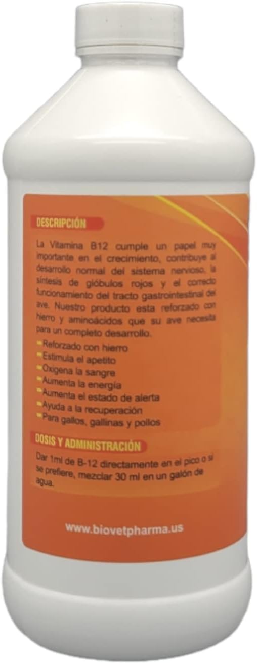 NUTRILINE B-12 para Aves | Multivitamínico Booster con 10.000 mcg de B12 y Hierro | 473 ml