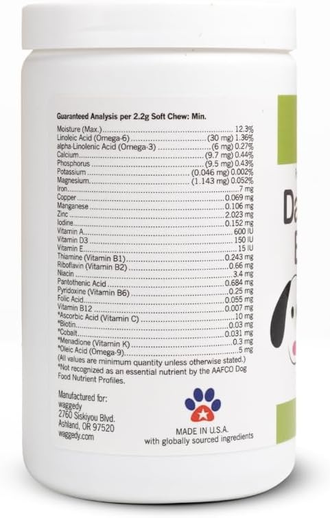 Waggedy Daily Essentials Puppy – Golosinas multivitamínicas para cachorros (60 unidades)