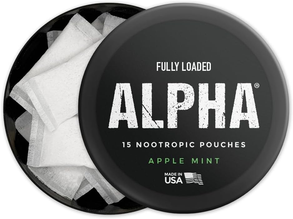 Fully Loaded Alpha Nootropic Pouches (Apple Mint) - 5 Latas - 15 Bolsitas por Lata