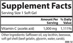 Carlson C-Gel, Vitamina C 1000 mg, Apoyo Inmunitario y Salud de los Tejidos, Antioxidante, 60 Softgels