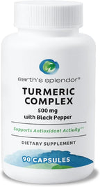 Earth's Splendor Complejo de Cúrcuma con Pimienta Negra 500mg, 90 Cápsulas
