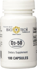 D3-50 50,000 UI - Bio-Tech Pharmacal - 100 Cápsulas - Pack de 2