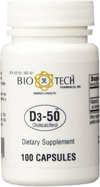 D3-50 50,000 UI - Bio-Tech Pharmacal - 100 Cápsulas - Pack de 2