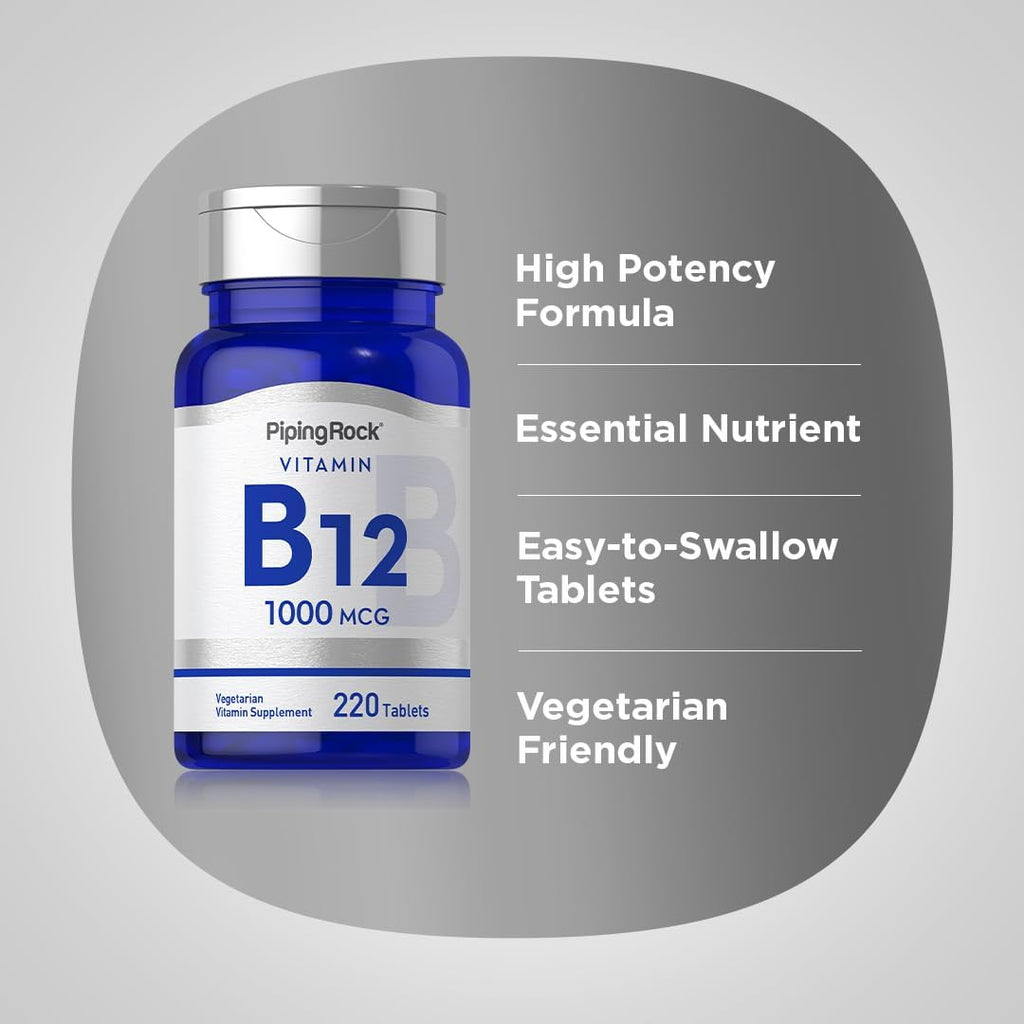 Vitamina B12 1000 mcg - 220 Comprimidos Vegetarianos | Piping Rock
