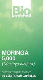 Bio Nutrition Moringa 5000mg 60 Vegetarian Capsules | Complete Green Superfood | Natural Multivitamin | Energy & Digestive Health