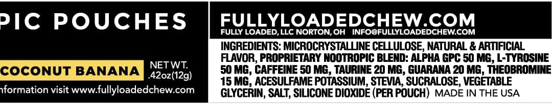 Fully Loaded Alpha Fuel Nootropic Pouches (Coco y Plátano) - 15 Unidades