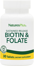 NaturesPlus Biotin & Folic Acid (Folate) - 30 Sustained Release Tablets