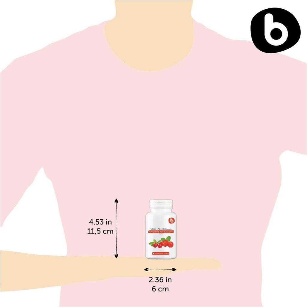 b Natural Cápsulas de Rosa Mosqueta y Acerola - Vitamina C vegetal 1000 mg - Sin ácido ascórbico - 90 cápsulas veganas