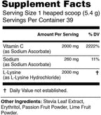 High-Dosed 2000mg Vitamin C & L-Lysine Drink Mix Powder | Sabor Maracuyá y Lima | 210g