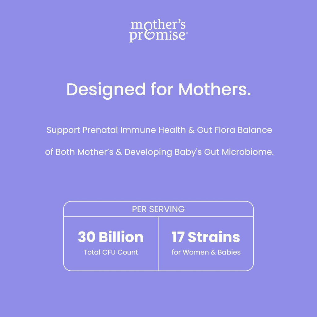 Probióticos Prenatales - 30B UFC, 17 Cepas + Prebióticos Orgánicos - Mother's Promise