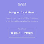 Probióticos Prenatales - 30B UFC, 17 Cepas + Prebióticos Orgánicos - Mother's Promise
