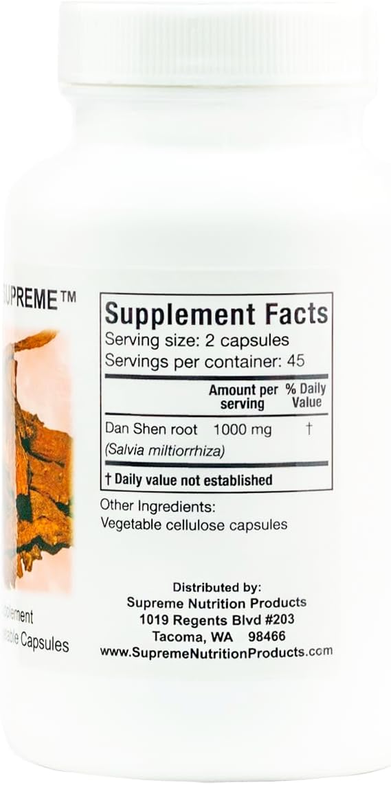 Supreme Nutrition Dan Shen Supreme, 90 Cápsulas Vegetales de Salvia Roja Pura (2 Paquetes)