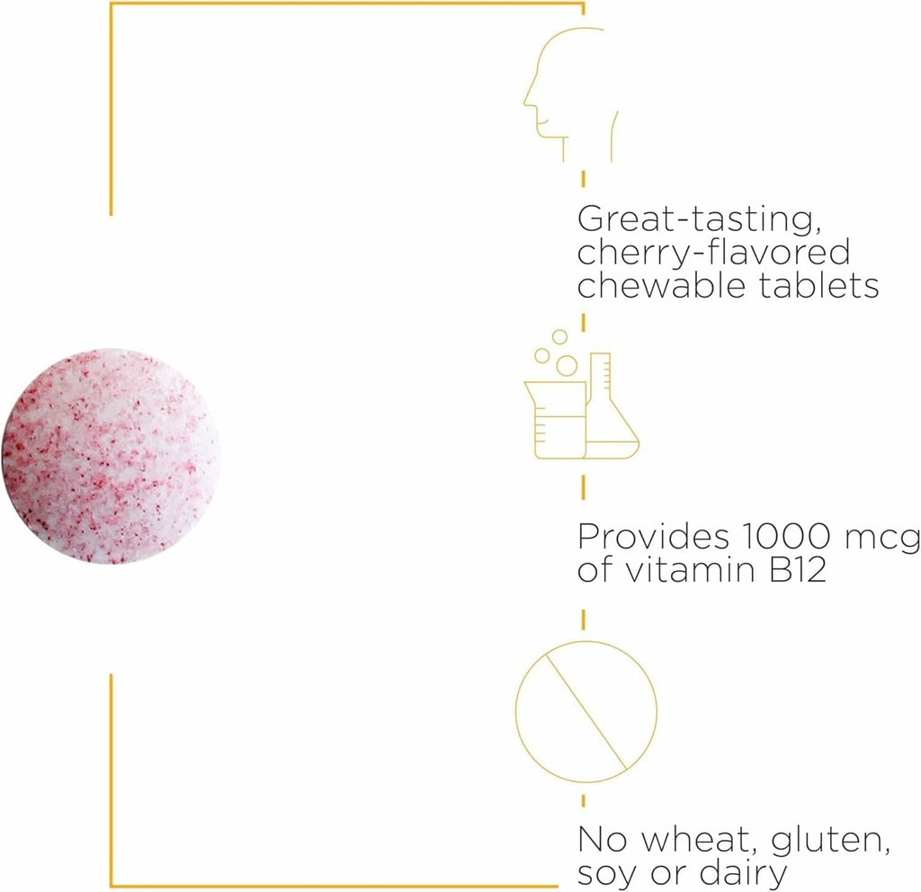 B12-Active - Metilcobalamina 1000 mcg - 30 Comprimidos Masticables Sabor Cereza