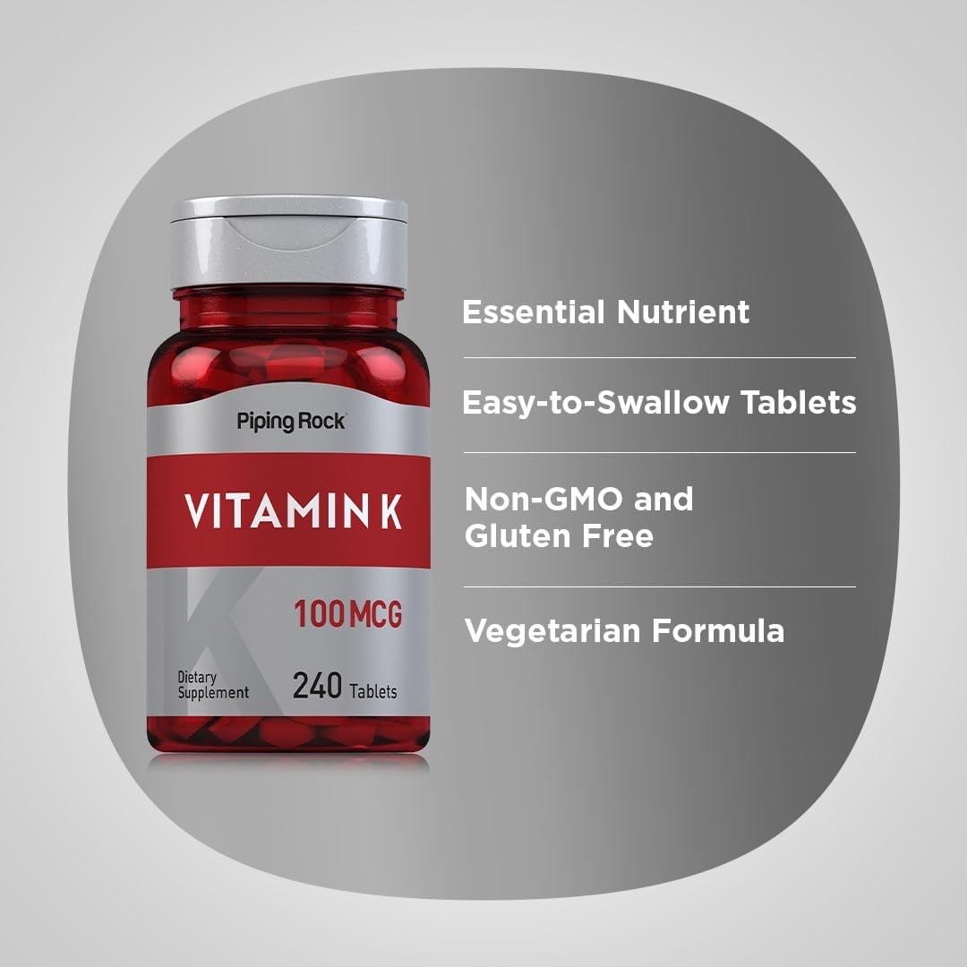 Piping Rock Vitamin K, 100 mcg, 240 Tablets – La vitamina K contribuye al mantenimiento de los huesos en – Image 4