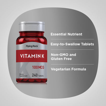 Piping Rock Vitamin K, 100 mcg, 240 Tablets – La vitamina K contribuye al mantenimiento de los huesos en – Image 4