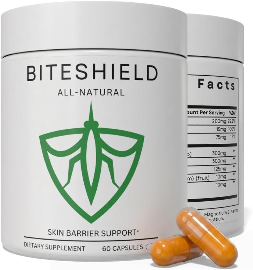 BITESHIELD Repelente de Mosquitos Oral — Suplemento Ingerible Diario, 60 Cápsulas