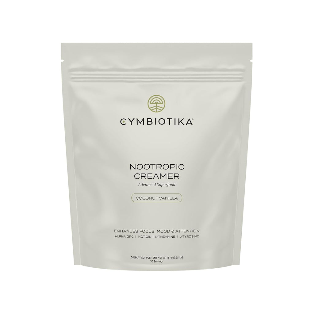 CYMBIOTIKA Nootropic Creamer – Crema de Café Nootrópica con MCT, Alpha GPC y L-Theanine – Sabor Coco y Vainilla – 30 Servicios