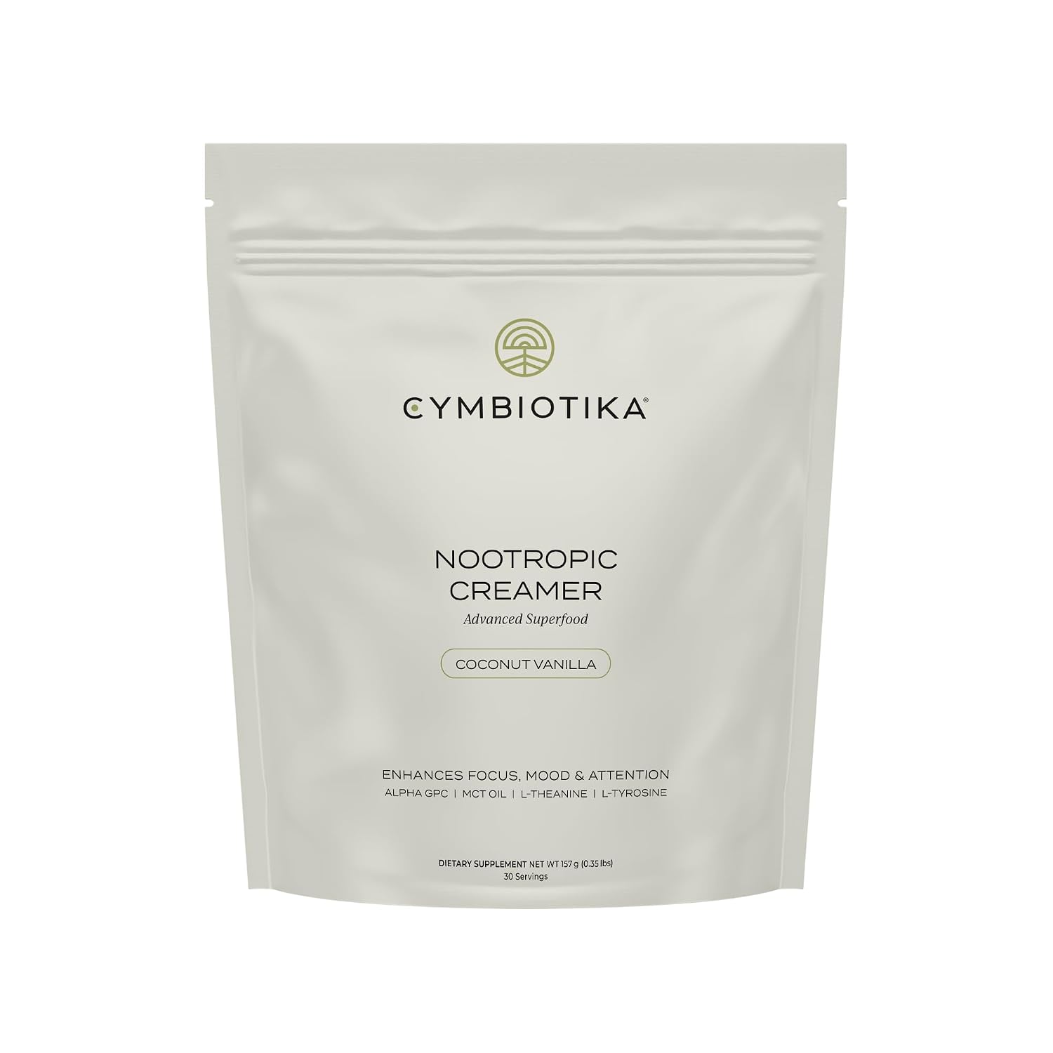 CYMBIOTIKA Nootropic Creamer – Crema de Café Nootrópica con MCT, Alpha GPC y L-Theanine – Sabor Coco y Vainilla – 30 Servicios