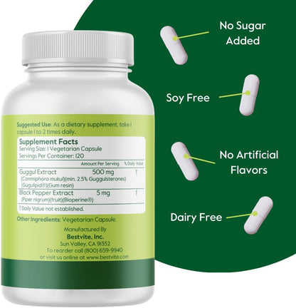 BESTVITE Extracto de Guggul 500mg, 120 Cápsulas Vegetales – Image 3
