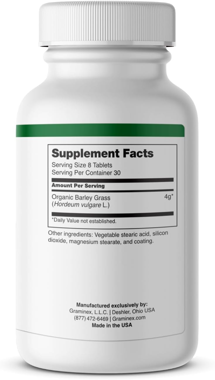 Graminex Barley Grass Tablets - Suplemento Nutricional de Cebada Verde - Superalimento Antioxidante con Multivitaminas, Minerales y Aminoácidos - 240 Comprimidos