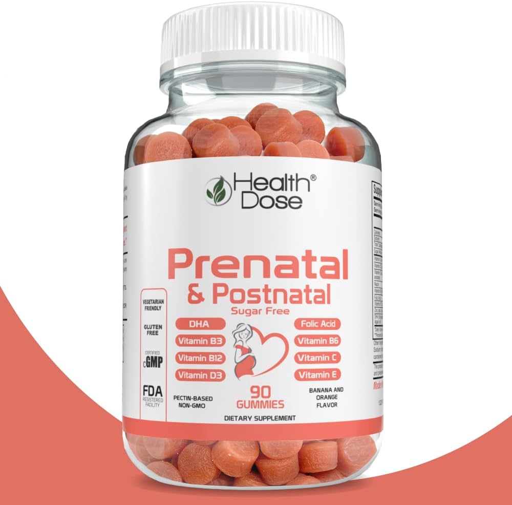 Health Dose Complejo Prenatal/Postnatal, Gominolas con Vitamina B6, B12, C, Zinc, 90 unidades